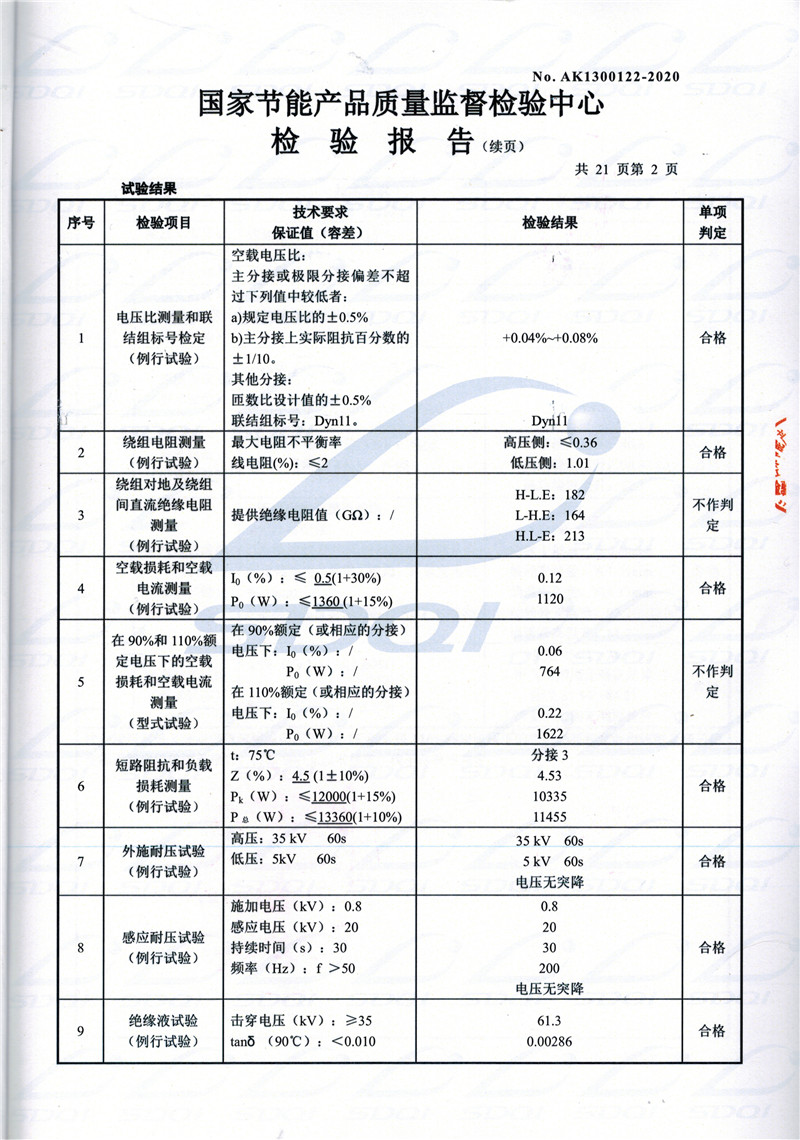 高低压试验报告-S11-1250禹王台禹王台禹王台油浸式变压器-2.jpg